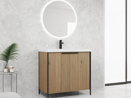 Modern Freestanding Bathroom Vanity With Resin Sink & Soft Close Cabinet Doors
