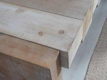 Modern Rustic Table With Sculpted Block Design