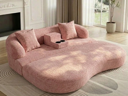 2 In 1 Convertible Sleeper Sofa Bed With Cup Holders