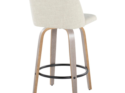 Toriano - Contemporary Fixed Height Counter Stool Swivel & Round Footrest (Set of 2)