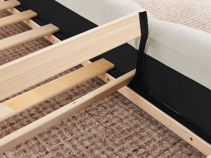 Upholstered Platform Bed Frame, Low Profile Floor Bed, No Box Spring Required