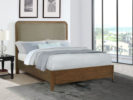 Verona - Queen Upholstered Panel Bed - Walnut