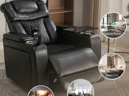 270 Degree Swivel Power Recliner With Tray Table, Phone Holder, Cup Holder, USB Port