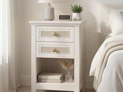 Nightstands With 2 Drawers, Bedside Tables For Small Spaces (Set of 2) - White