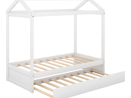 House Bed With Trundle In, Twin Size - White