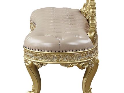 Cabriole - Synthetic Leather Bench - Gold