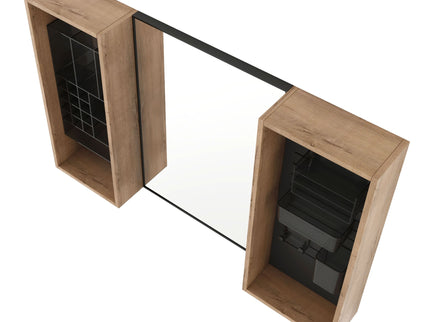 43.5" Mirror Cabinet With Storage, Wall Mounted Medicine Cabinet Frame With Shelves - Imitative Oak