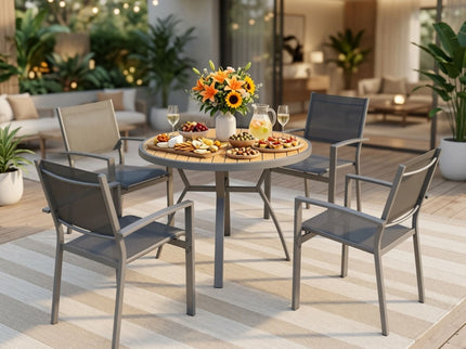 5 Piece Patio Dining Set & Table And Chairs For Outdoor Use - Gray
