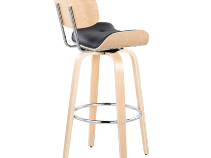 Lombardi - Mid Century Modern Fixed Height Barstool With Swivel With Round Footrest (Set of 2)