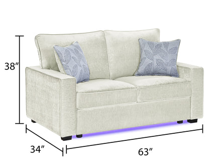 Rita - Loveseat, LED Base Lighting, Cushions And 2 Accent Pillows
