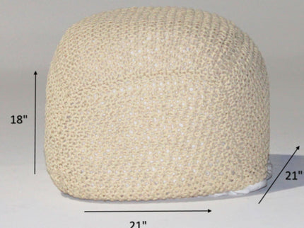 Semi Rounded Pouf, Cable Knitted, Perfect Seating