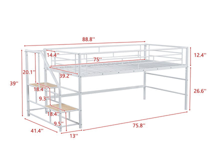 Loft Bed With Storage Stairs And Metal Frame