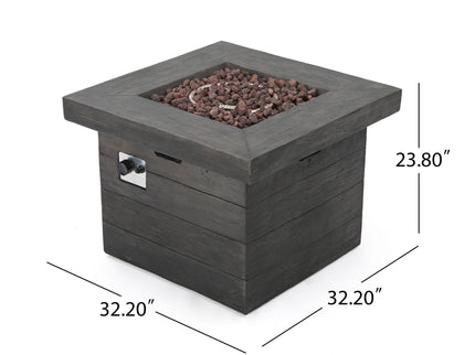 Anchorage - Wood Square Fire Pit 40, 000 Btu - Gray