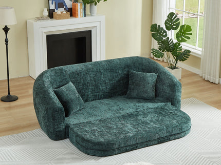 Curved Convertible Sofa, 2 In 1 Fold Out Bed With Pull Out Base And Deep Seat