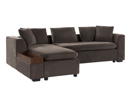 Modern L Shaped Sectional Sofa With Upholstery And Wooden Storage