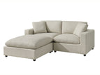 Beige / 2 Seater Sectional And Ottoman