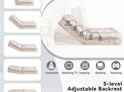 Upholstered Human Dog Bed And Pets, Bean Bag Floor Sofa With Massage Pillow, 5 Adjustable Positions & 2 Soft Pillows