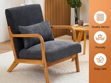 Accent Arm Chair With Pillow Upholstered