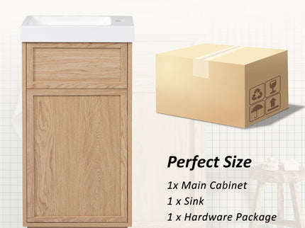 15.75" Bathroom Vanity With Reversible Resin Sink And Cabinet - Wood