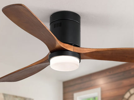 Indoor Ceiling Fan With Lights, Reversible DC Motor, Remote Control - Black