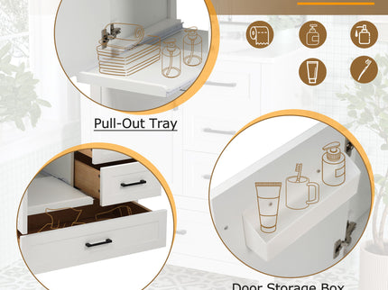 Modern Bathroom Vanity With Ceramic Sink, Solid Frame And Storage Solutions