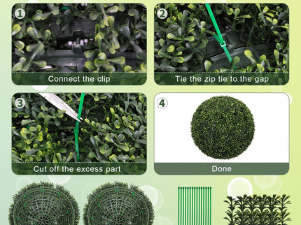 Artificial Topiary Balls, Outdoor Decorative Spheres For Garden (Set of 2) - Green