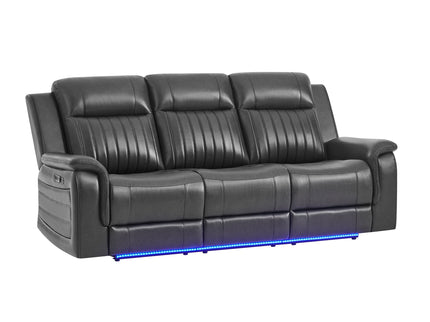 Ian - Power Reclining Sofa With LED & Global Surround System - Charcoal