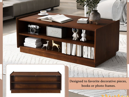 Modern Rectangle Coffee Table With 4 Drawers And 2 Display Shelves