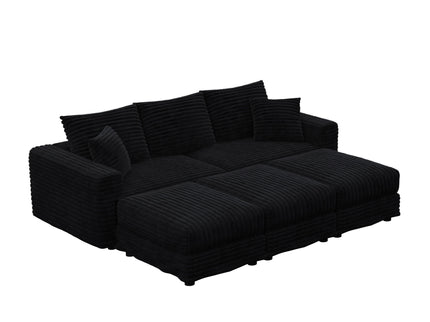Deep Seat Convertible Sofa With Soft Pillows And Ottomans