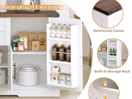 Barn Door Storage Cabinet With 2 Drawers & Door Rack, Adjustable Shelves