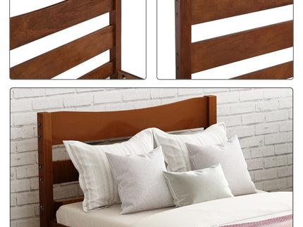 Twin Size Platform Bed With Headboard And Wooden Slat Support