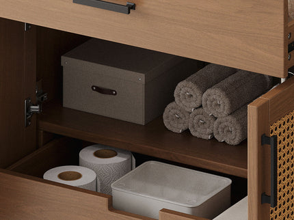 Bathroom Vanity With Ceramic Sink, Modern Free Standing Cabinet With Soft Close Drawers