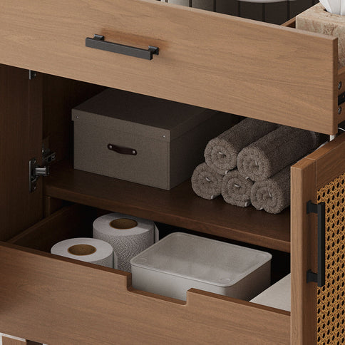 Bathroom Vanity With Ceramic Sink, Modern Free Standing Cabinet With Soft Close Drawers