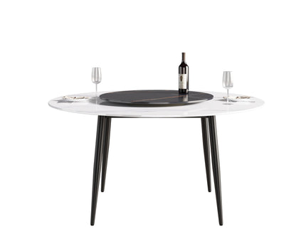 Modern Artificial Stone Round Dining Table, Can Accommodate 6 People Artificial Stone Turntable