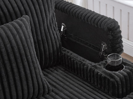 Modern Chaise Sofa With Adjustable Backrest, Cup Holders, Phone Holder & Storage Compartments For Living Room
