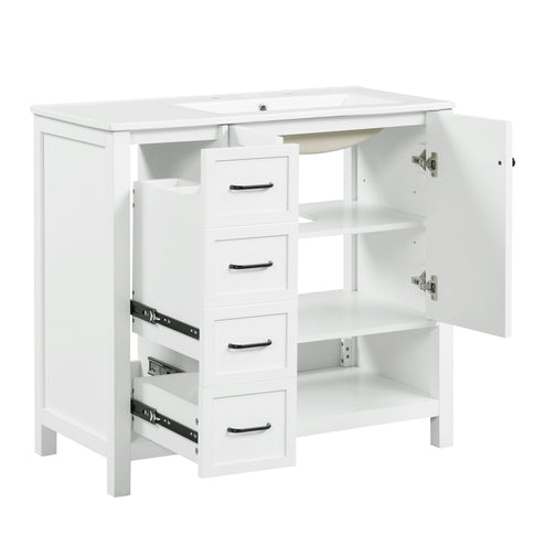 Bathroom Vanity With Sink Top, Bathroom Vanity Cabinet With 2 Doors And 2 Drawers, Open Shelf