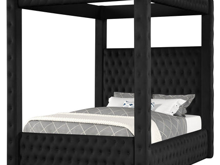 Modern 4 Poster Bed With Tufted Headboard And Footboard