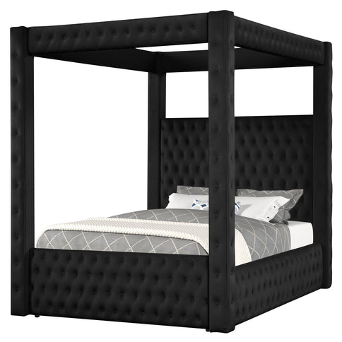 Modern 4 Poster Bed With Tufted Headboard And Footboard