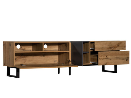 TV Stand For 80'' TV With Double Storage Space, Media Console Table With Drop Down Door