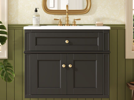 Wall Mounted Bathroom Vanity With Tip Out Drawer And Open Back Design
