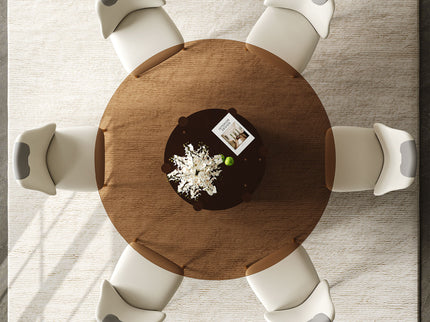Modern Round Dining Table Set With Glass Top And Steel Legs