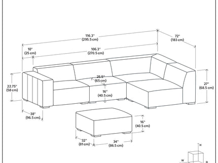 Rex - Handcrafted Sectional Sofa And Ottoman