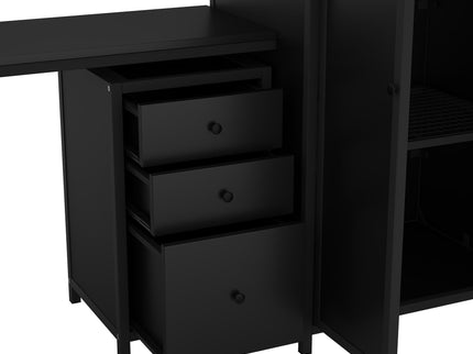 Full Size Loft Bed With Desk Set And Wardrobe - Black
