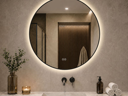 Round Framed Dimmable ED Bathroom Mirror With Anti Fog
