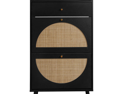 Allen - Rattan 2 Door 1 Drawer Cabinet Shoe Rack For Entrance