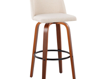 Toriano - Mid Century Modern Fixed Height Barstool Swivel And Round Footrest (Set of 2)