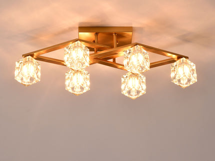 6 Light Crystal Ceiling Light For Dining Room, Modern Ceiling Lamp With Light Fixture For Entryway, Lobby, Kitchen, Bedroom, Living Room, Conference Room, (6*G9 Bulbs Included)