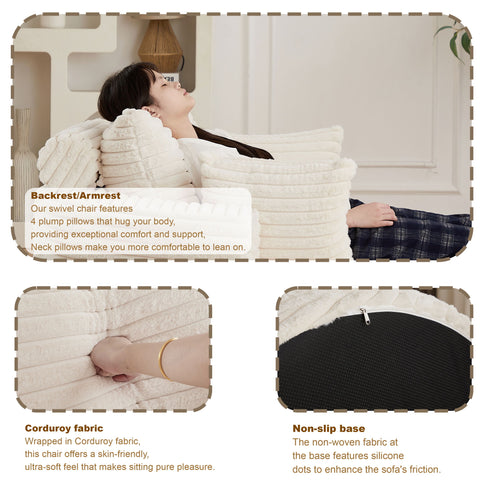 Modern Single Sofa With Backrest Pillow For Living Room