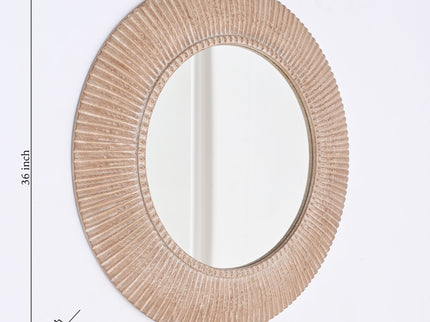Handcarved Decorative Hanging Wall Mirror - Antique Brown / White