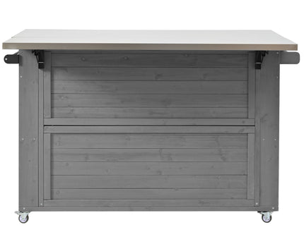 Outdoor Kitchen Island With Stainless Steel Top, Ample Storage Space, Towel And Spice Racks And A Bottle Opener